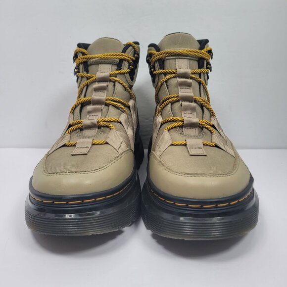 Dr. Marten Unisex Boury Nylon Pale Olive Leather Boots US Size Men's 8 Wo's 9 - Picture 3 of 9